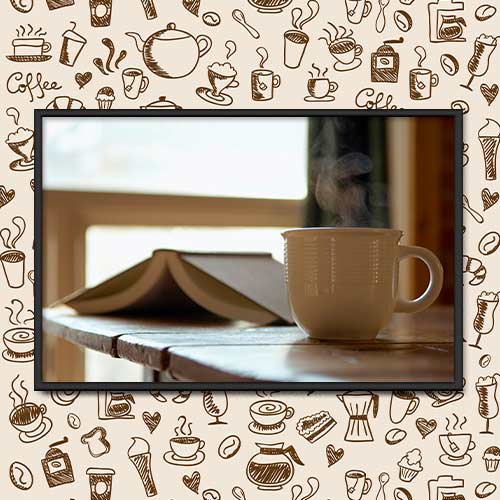 Quadrinho Decorativo - Cafeteria café com leitura
